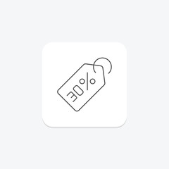 Percent  tag thinline icon , vector, pixel perfect, illustrator file