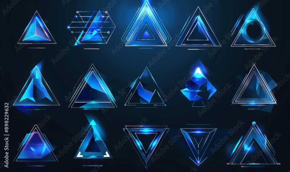 Poster modern sci-fi abstract triangle hud elements