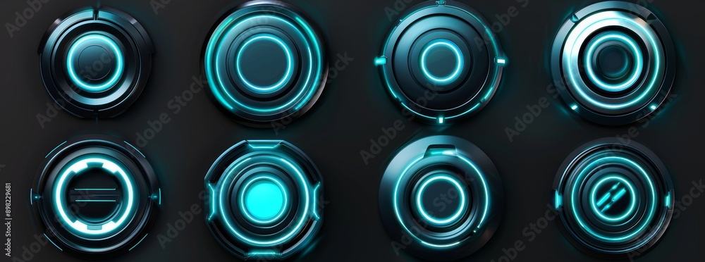 Poster focus set of a modern ui circle sci-fi frame futuristic space kit with a round blue digital target. 