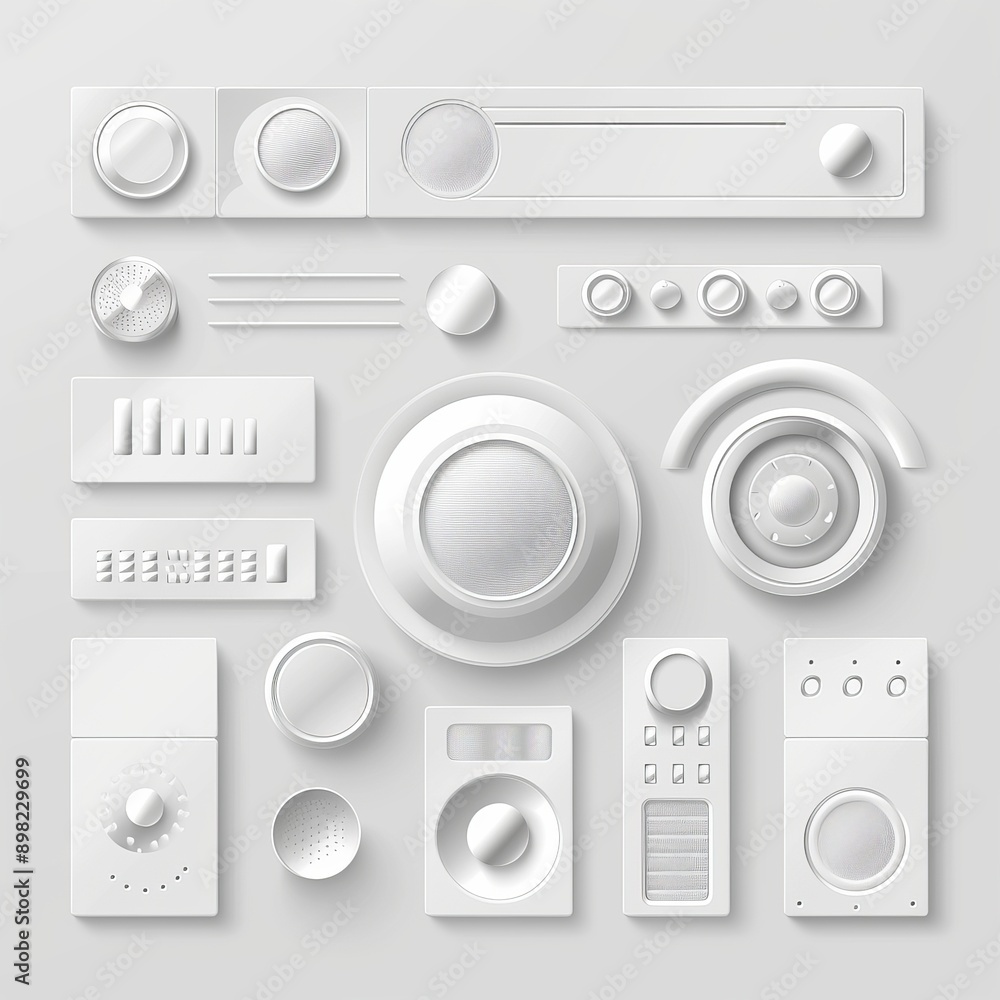 Poster button set for interface navigation, sliders, media buttons