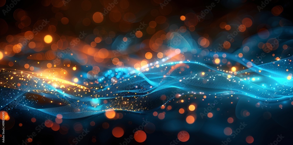 Poster business finance graphic with blue color tone and digital lines and elements. futuristic screenshot 