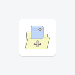 Medical Records lineal color icon , vector, pixel perfect, illustrator file