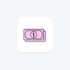 Money color shadow thinline icon , vector, pixel perfect, illustrator file