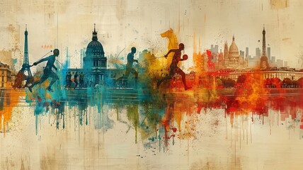 An artistic montage of different Olympic sports