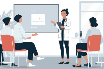 Female radiologist leads training session for colleagues