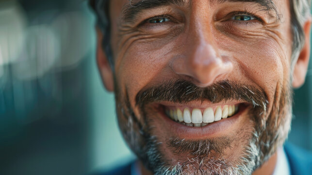 Portrait of handsome mature man smiling at camera. Looking confident, senior male happiness. confidence, gray hair joy. Success, positive attitude.