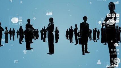 Group of multinational people and statistics data concept.