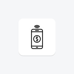 Mobile Payment line icon , vector, pixel perfect, illustrator file