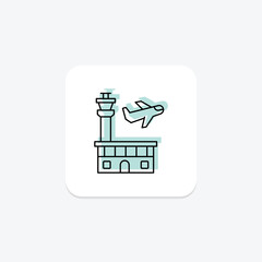 Airport color shadow thinline icon , vector, pixel perfect, illustrator file