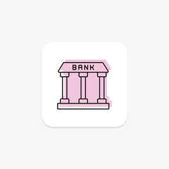 Bank color shadow thinline icon , vector, pixel perfect, illustrator file