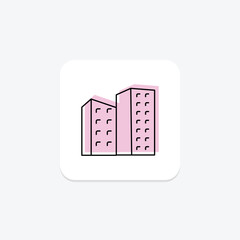 Skyscraper color shadow thinline icon , vector, pixel perfect, illustrator file