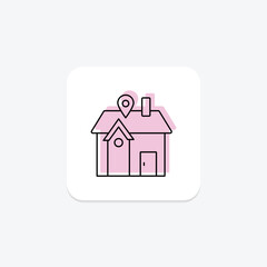 Home Location color shadow thinline icon , vector, pixel perfect, illustrator file