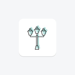Street Light color shadow thinline icon , vector, pixel perfect, illustrator file