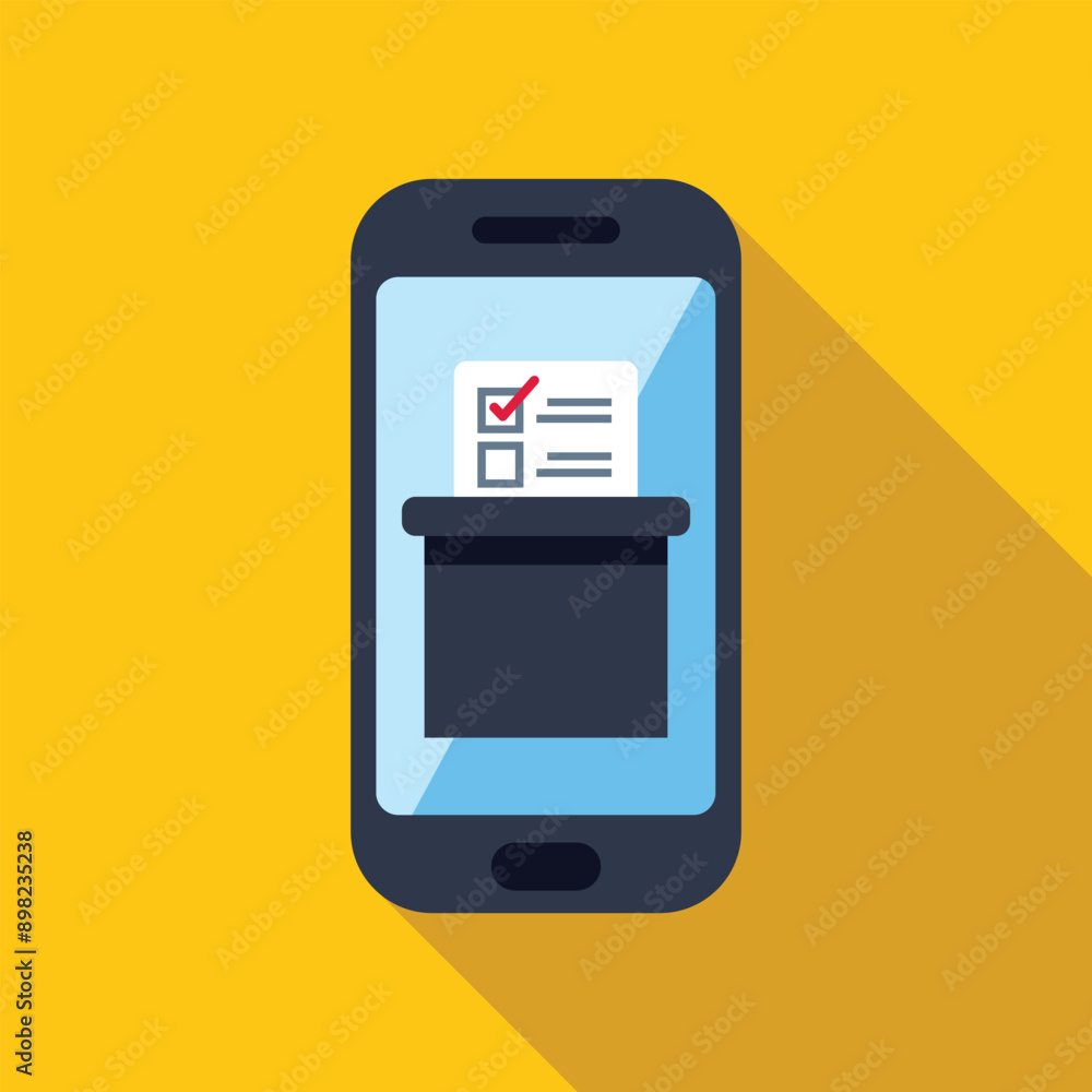 Poster smartphone displaying an online ballot for voting in an election using a mobile device