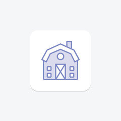 Farmhouse duotone line icon , vector, pixel perfect, illustrator file