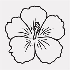 hibiscus flower line art silhouette vector on a white background