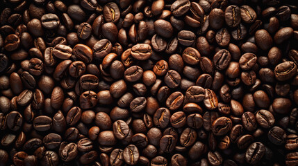 Naklejka premium A seamless background made entirely of roasted coffee beans, providing a rich, textured look