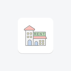 House for rent lineal color icon , vector, pixel perfect, illustrator file
