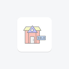 House Sold lineal color icon , vector, pixel perfect, illustrator file