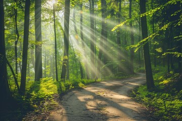 Obraz premium forest with sun rays