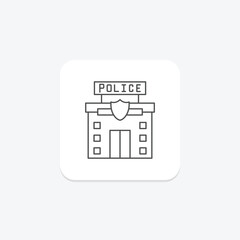 Police station thinline icon , vector, pixel perfect, illustrator file