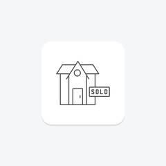 House Sold thinline icon , vector, pixel perfect, illustrator file