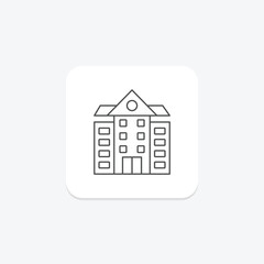 School thinline icon , vector, pixel perfect, illustrator file