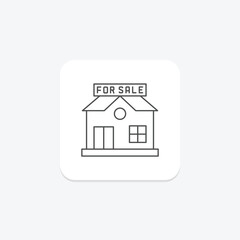 House for sale thinline icon , vector, pixel perfect, illustrator file