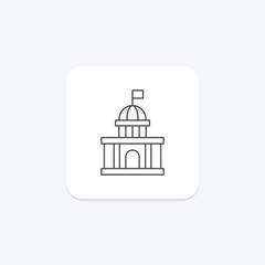 Naklejka premium City hall thinline icon , vector, pixel perfect, illustrator file
