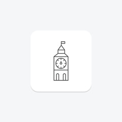 Clock Tower thinline icon , vector, pixel perfect, illustrator file