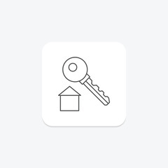 House key thinline icon , vector, pixel perfect, illustrator file