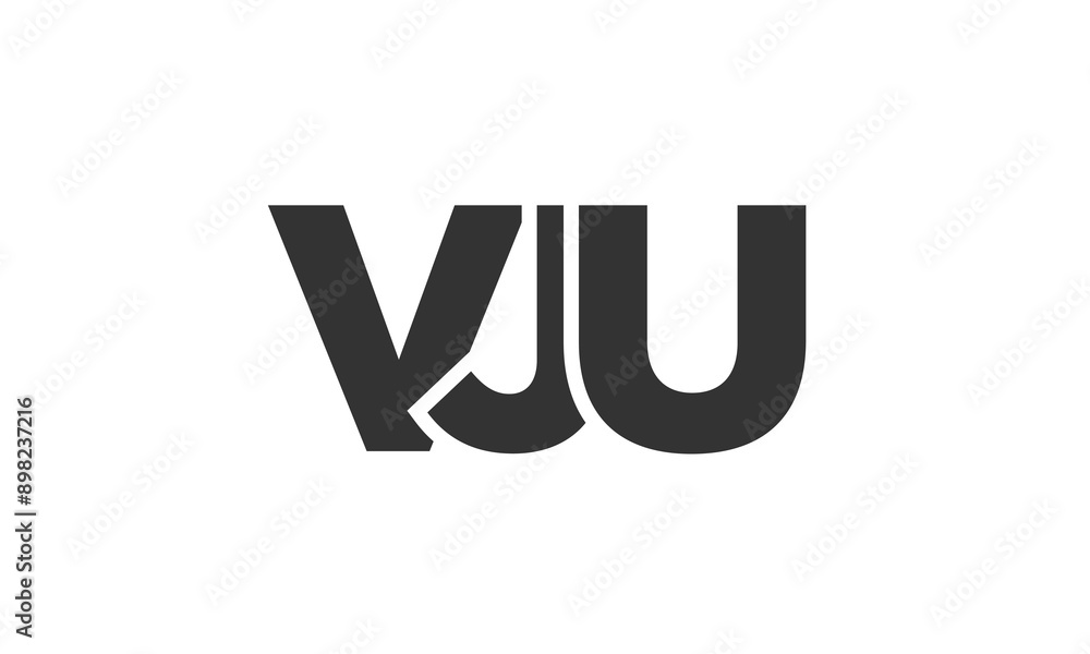 Poster VJU logo design template with strong and modern bold text. Initial based vector logotype featuring simple and minimal typography. Trendy company identity.