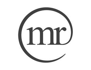 MR logo from two letter with circle shape email sign style. M and R round logotype of business company