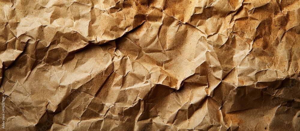 Poster textured brown paper folded into quarters with a crumpled rough surface ideal as a background for te