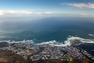 Aerial panoramic view of Cape Town and its Atlantic Coast 