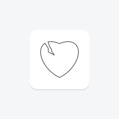 Self Broken Heart thinline icon , vector, pixel perfect, illustrator file