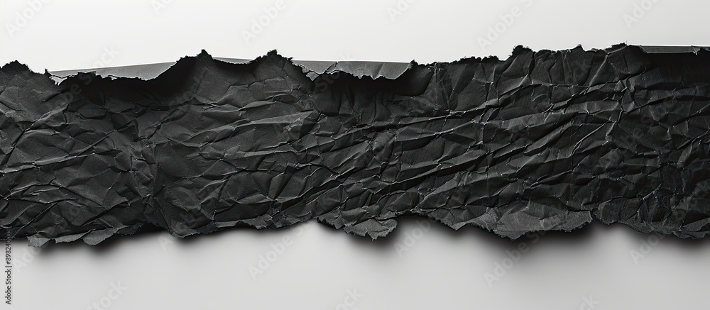 Poster black paper with torn and ripped edges set against a white background featuring copy space image