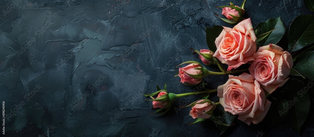 Poster Design element featuring a bunch of roses on a dark backdrop with ample copy space image for a backdrop