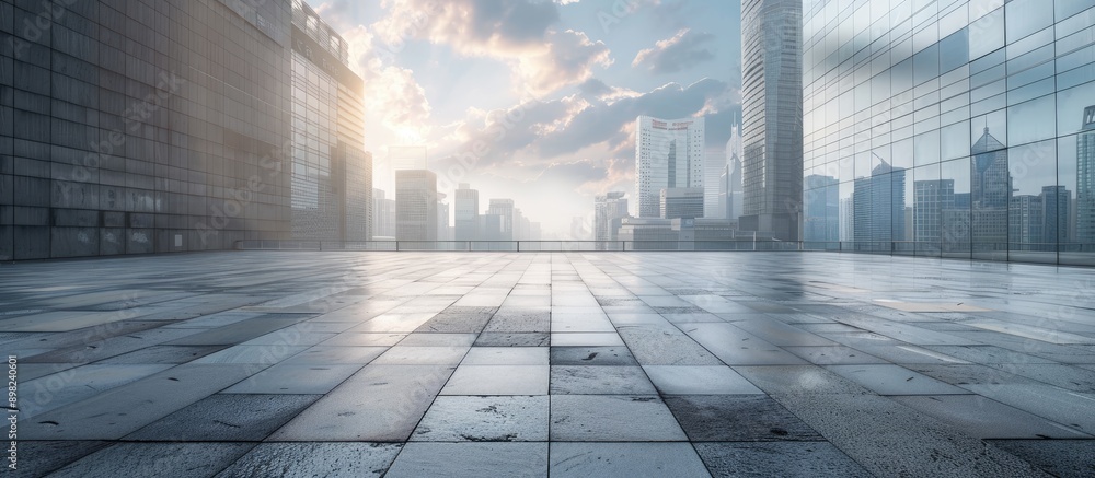 Aufkleber cityscape with a spacious concrete square ideal for a copy space image