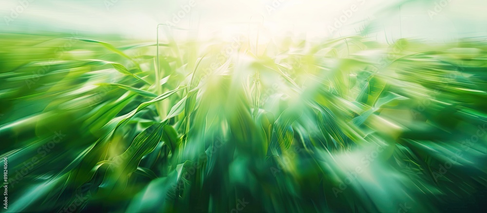 Poster blurred cornfield view creating an abstract background with plenty of copy space image