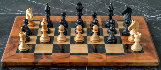 Chess board representing strategic business competition with room for copy space image