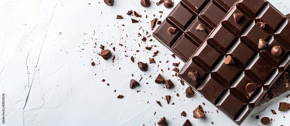 Aufkleber black chocolate bar displayed against a white background with copy space image