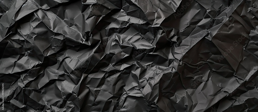 Poster crumpled black paper texture background for creative design templates with copy space image