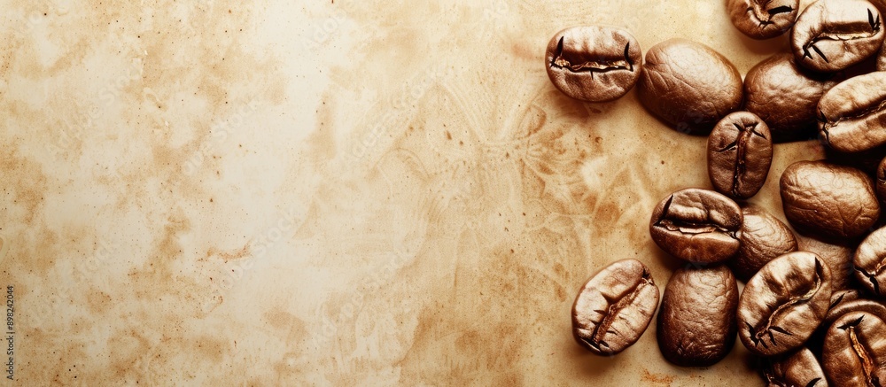Aufkleber A coffee bean themed background with text above it suitable for a copy space image