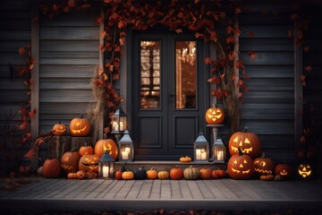 Obraz premium Halloween anthropomorphic jack-o'-lantern jack-o-lantern. .