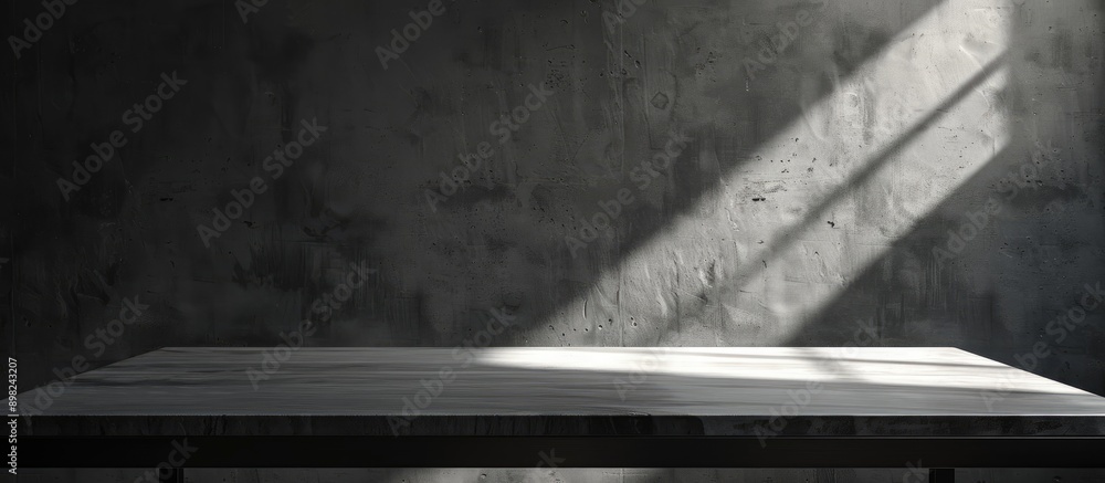 Poster a desk with ample blank space to showcase your product set against a wall casting shadows ideal for 
