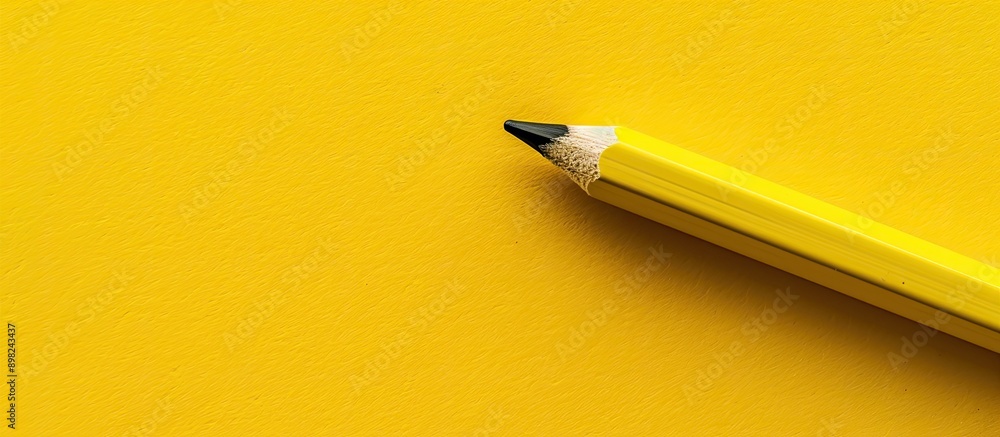 Aufkleber a bright yellow background showcases a sharp diagonal yellow pencil on its own offering a mockup wit