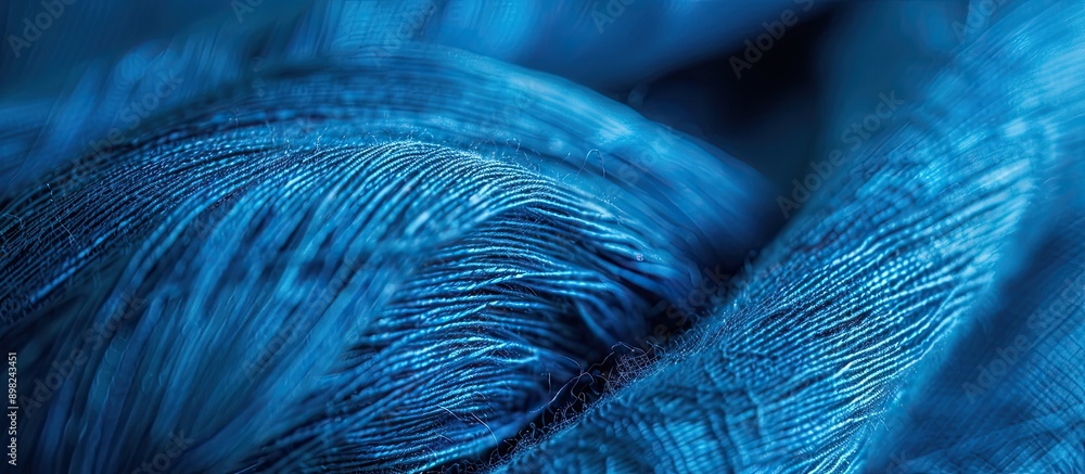 Aufkleber close up image of peruvian blue thread on an abstract fabric texture suitable as a copy space image 
