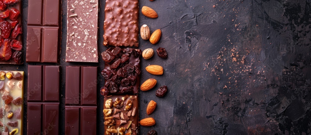 Leinwandbilder assorted handmade chocolate bars with dried fruits nuts and a mix of dark and milk chocolate photogr