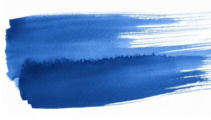 Fototapeta premium blue watercolor brush stroke; isolated on white; texture for design